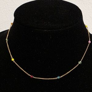 Chakra Balancing Rainbow Floating Choker Marked 14k GF 14" New